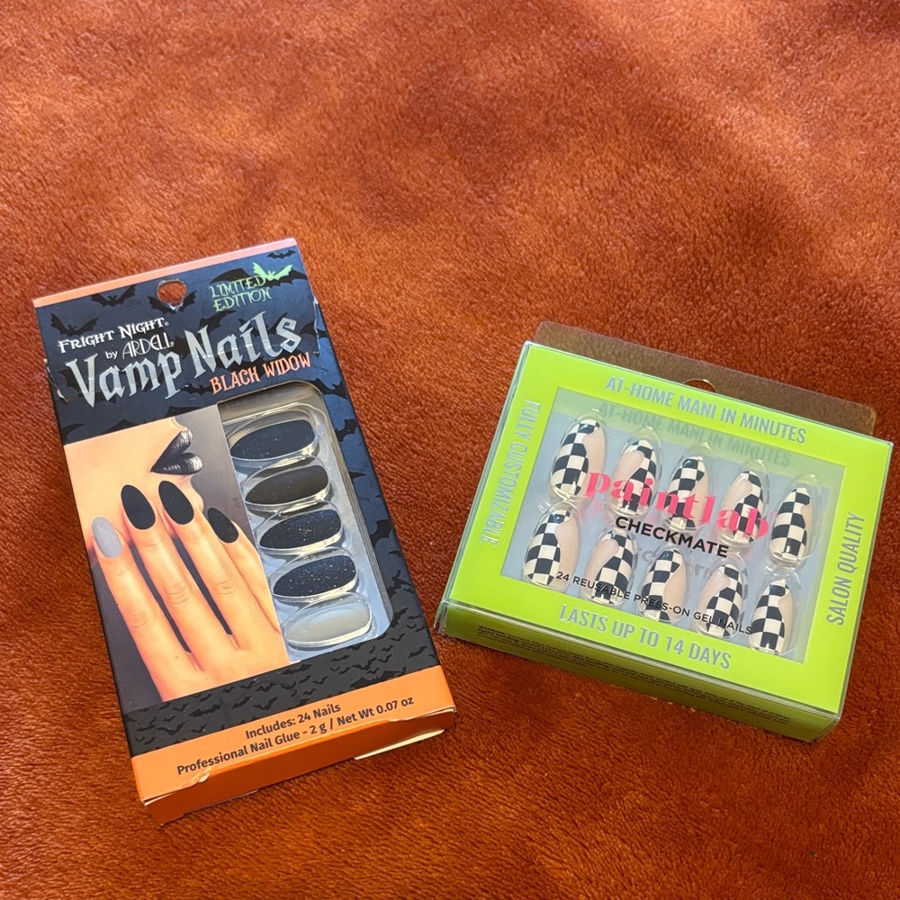 Ardell Black Widow Vamp Nails and Paintlab Checkmate Nail Set